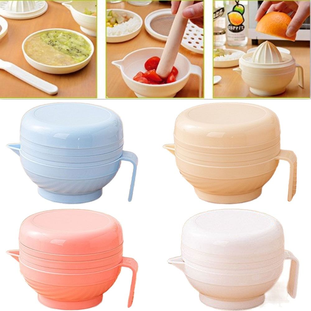 Baby Food Kit - 7Pcs Set Mangkuk Penggiling Makanan Portabel,