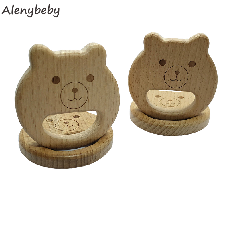 Baby Food Organic - Kayu Alami Teether Bentuk Beruang Liontin