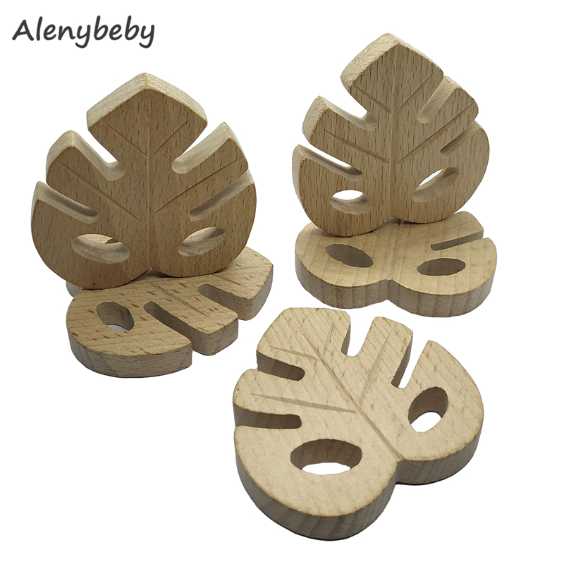Baby Food Organic - Kayu Alami Teether Bentuk Daun Liontin