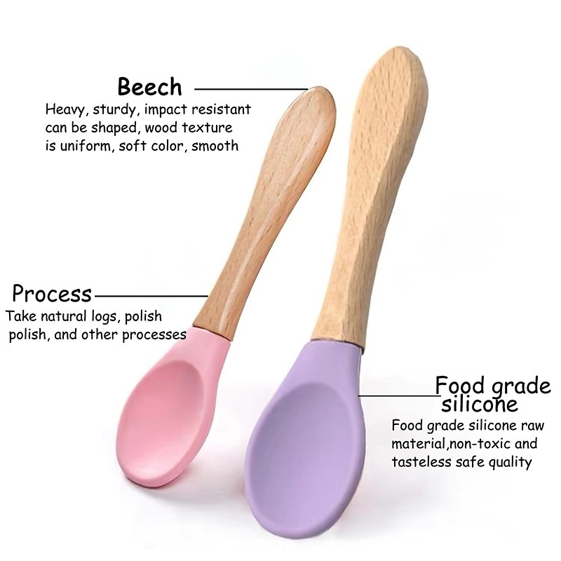 Sendok kayu bayi silikon kayu  - Baby Food Organic ulasan dan harga